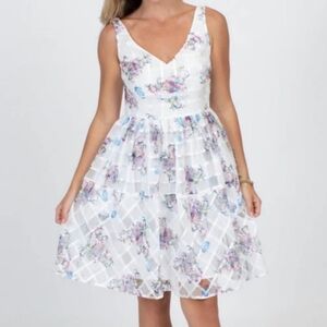 Anthropologie Maeve White Peony Floral Fit & Flare Dress